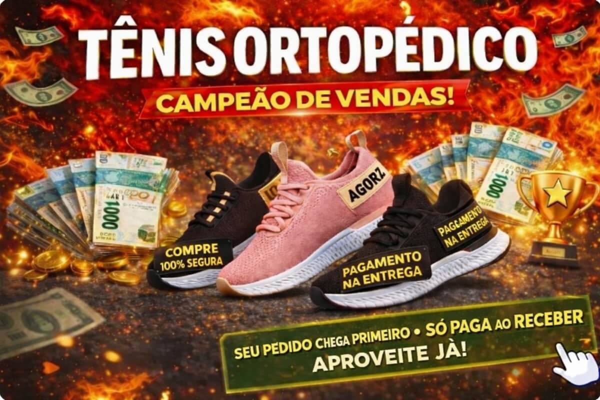 Tênis ortopédico confortável com pagamento na entrega